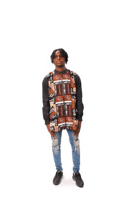 Bogolan Print Ankara Mix Long Sleeve Shirt, Bogolan Wax Print Shirt, Ankara Shirt, Ankara Fashion