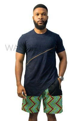 Tshirt noir avec des accents Ankara, vêtements pour hommes africains, Tshirt africain, Ankara Tshirt