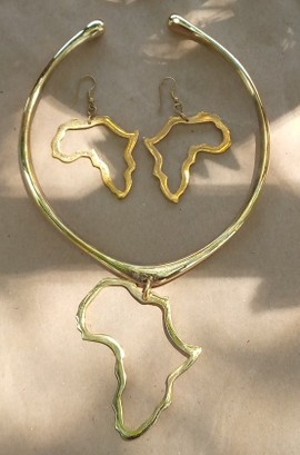 Brass necklace with matching earrings/ african jewelries