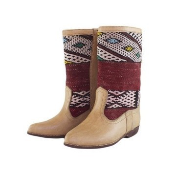 BIG SALE! Genuine leather boots with Kilim Handmade by Cuiroma craftsmen in Morocco
