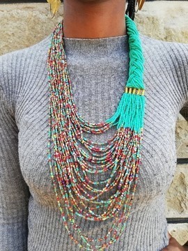Collier de franges africaines, collier de perles, collier tribal, cadeau pour elle, cadeau de mamans