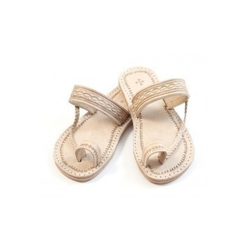 BIG SALE! Genuine Leather Flip-flop with Engraved Patterns Handmade in Morocco