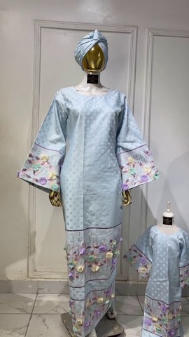 African Embroidered Kaftan/ Bazin Richie Wax/ African Bubu/ MUM &amp; BABY