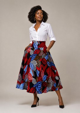 Mid-length wax print skirt