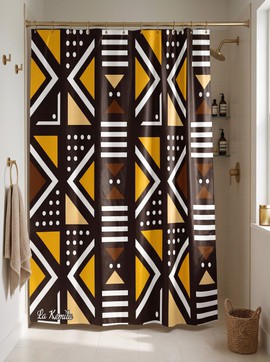 Bogolan style shower curtain