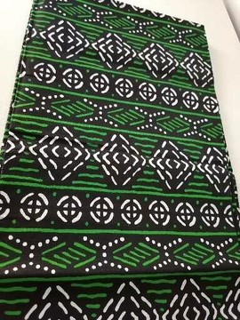 Tissus africain Wax 100 % coton 1 yard " Bogolan vert"