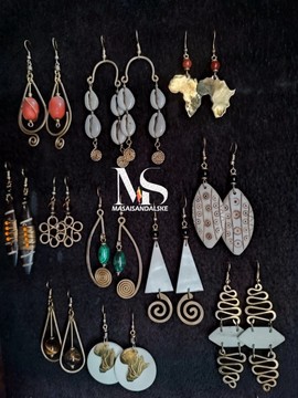 Brass earrings , brass and bone earrings , Wholesale brass earrings