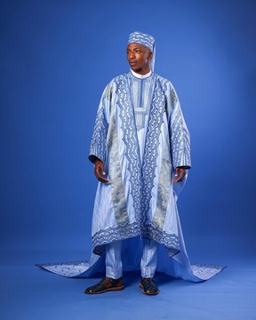 A Skye Blue, “Mansa” Spiral And Basket, Front Cut  Tail Embroidery Tagbada