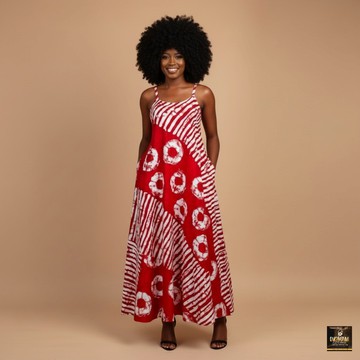 Spaghetti strap maxi flare dress