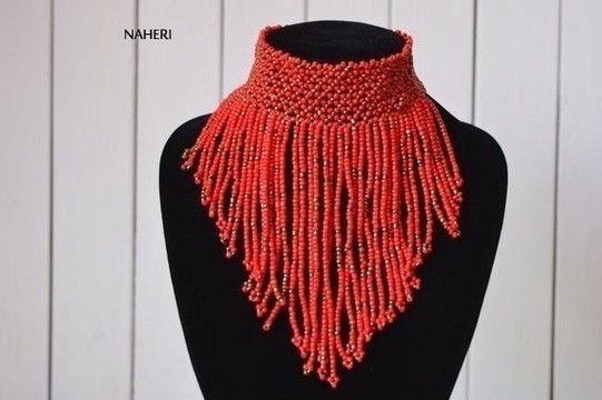 African Maasai Beaded Choker Necklace | African tribal Necklace | Red Necklace