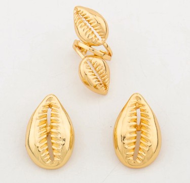 Parure grain de café en plaqué or 2 pièces ( english: gold-plated)