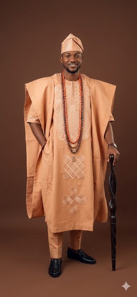Traditional Peach Agbada Ensemble