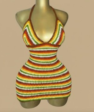 Mini-halter au crochet rayé coucher de soleil