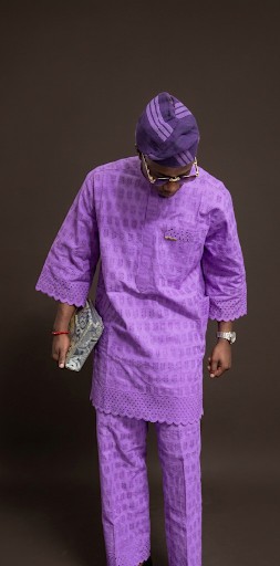 Royal Lavender Senator Set — Men's Embroidered Aso-oke Suit
