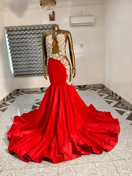 Flourish red evening dress prom party dress