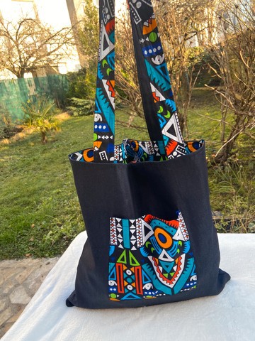 XXL reversible wax &amp; jeans tote bag