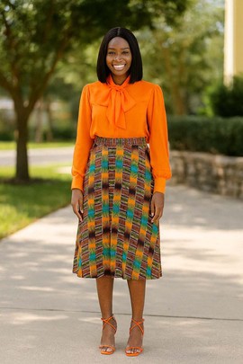 Jupe tribale africaine à imprimé Kente | Mode féminine longueur midi