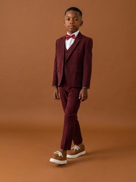 Kids' 3-Piece Burgundy Suit Set
