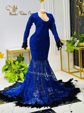Floor length lace mermaid homecoming dress, wedding reception dress, prom gowns