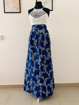 MAXI LONG SKIRT - in Wax blue wedding flowers