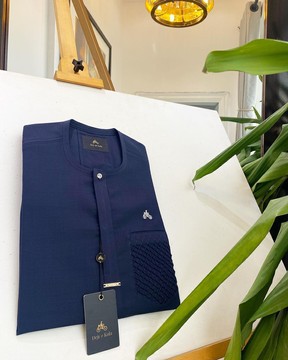 A midnight blue, clear view silver Swarovski buttons kaftan native.