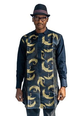 Half Collar Dress Shirt, African Men Shirt, African Clothing, Wandizi Shirt