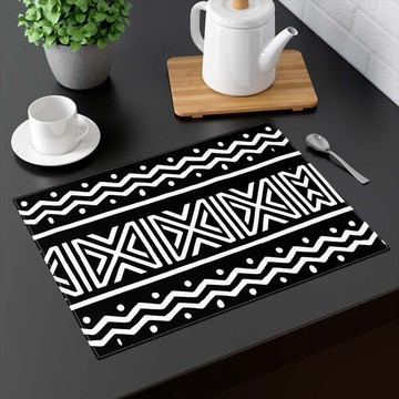 (TWO PIECES) Tabletop Placemat Afrocentric Boho Zigzag Print (MORE SIZES AVAILABLE)