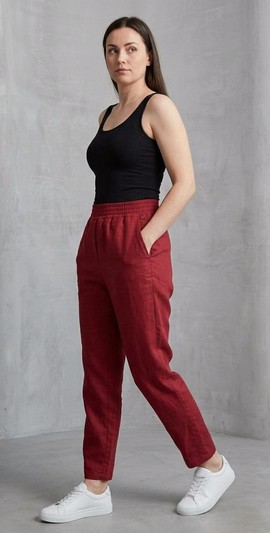 Pantalon décontracté en coton – Taille élastique et poches
