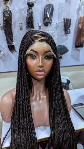 Center zigzag Ghana weaving Braided wig