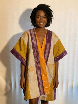 Vintage Aso Oke African Kimono Cardigan Jacket with Wide Sleeves