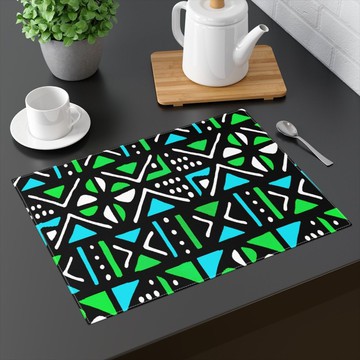 (TWO PIECES) African Placemat Colourful Mudcloth Print (MORE SIZES AVAILABLE)