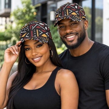 Tribal Bogolan Mudcloth Peaked Cap | African Print Accessory | Bynelo
