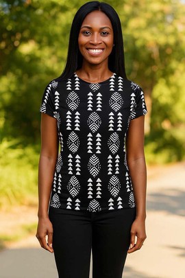T-shirt afrocentré pour femme – Inspiré d’un héritage vibrant - Noir