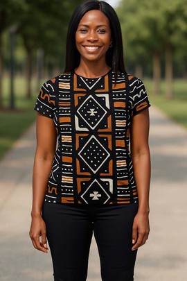 T-shirt femme Héritage à imprimé bogolan africain
