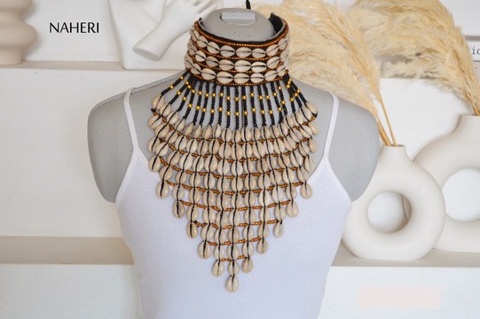 African jewelry cowrie shell choker necklace