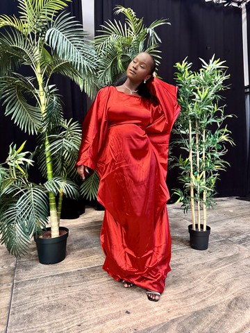 Robe boubou en soie rouge