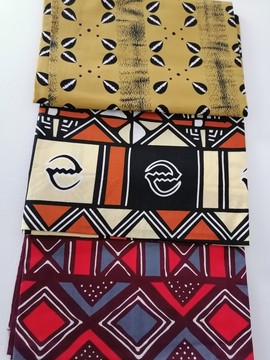 Lot of 3 different Wax fabrics 100% cotton 3 yards / 2m75 "