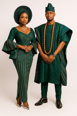 Wedding aso oke couple dress