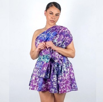 African Print Ankara Multicolor Purple Tie-dye Infinity Mini Dress