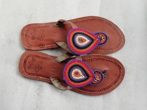 Masai Beaded sandals, African  sandals, Women Sandals, Leather sandals, Boho sandals, Beach sandals