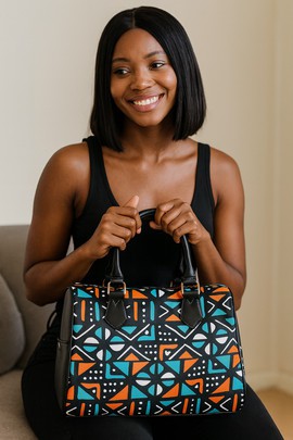 African Hand Bag Boston Bogolan Style Print