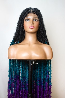 Ombre black and pink butterfly locs, distressed locs, full lace 40inches