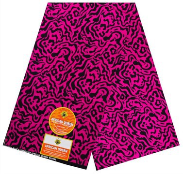 Ankara Wax 6 yards 100% coton (fuschia/noir) 008
