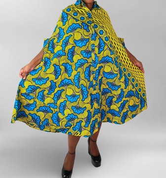 African Print Ankara Multicolor Floral Print Collared Button Front Cotton Dress