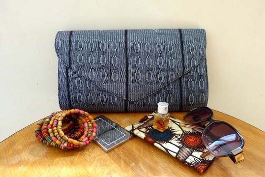 POUCH in WAX n°10 - Evening Ceremony Wedding New Year's Eve African Fabric Elegant Woman Afro Chic