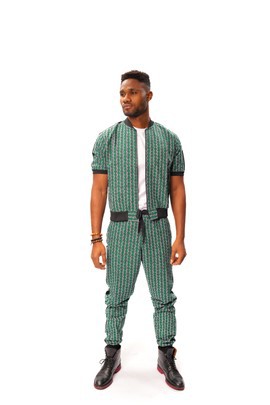 African Print Ankara Short Bomber Jacket and Matching Side Stripe Pants, Ankara Track Suit