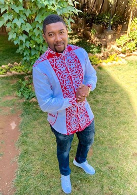 Chemise homme-bleue/collection LAMBAOINE/ Madagascar