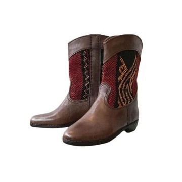 BIG SALE! Genuine leather boots with Kilim Handmade by Cuiroma craftsmen in Morocco