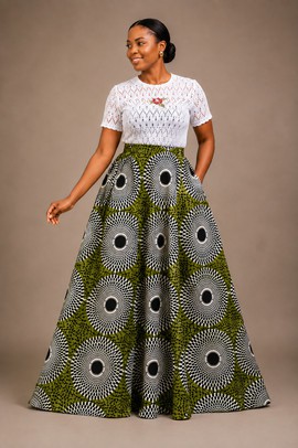 Sandrine 3 long wax print skirt