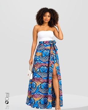 Maxi jupe taille haute en wax premium